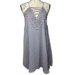 Cute Le Lis A-Line Spaghetti Strap Metallic Dress Size M Gray